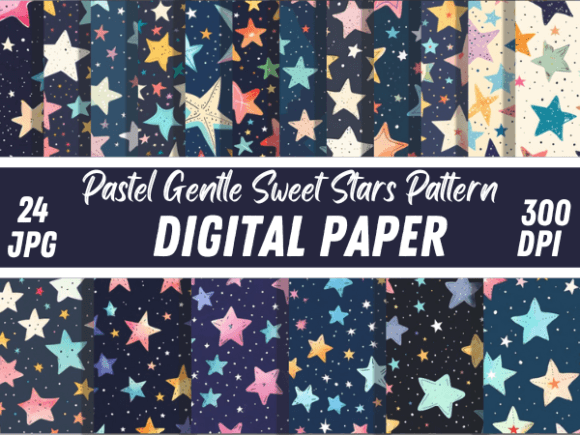Download Pastel Gentle Sweet Stars Paper Pattern - Sweet Collection