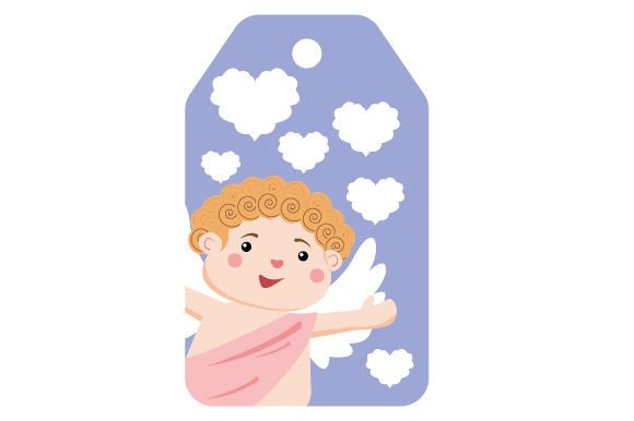 Download Kawaii Cupid Peeping - Valentines Gift Tag Label - Cup Collection