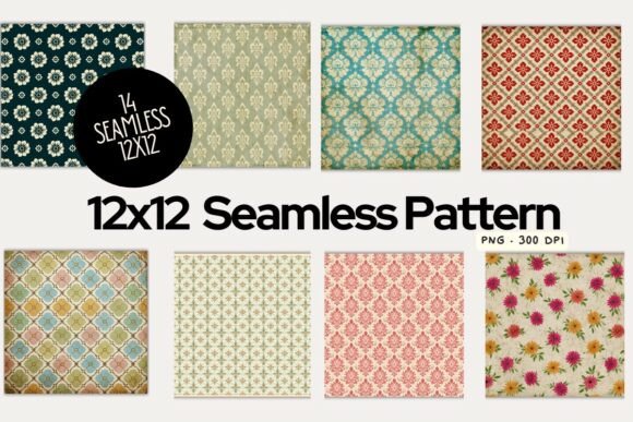 Download 12x12 Vintage Seamless Pattern Paper - Seamless pattern Collection