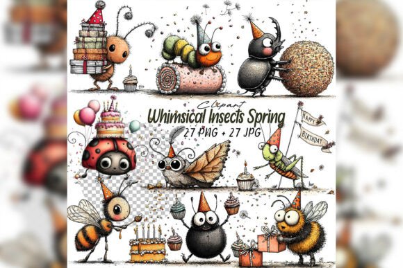 Download Whimsical Insects Clipart Spring Bugs Se - Premium Resources