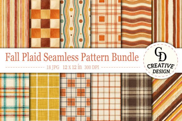 Download Fall Plaid Seamless Pattern Bundle - Seamless pattern Collection