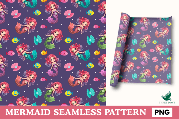 Download Mermaid Seamless Pattern - 04 - Seamless pattern Collection