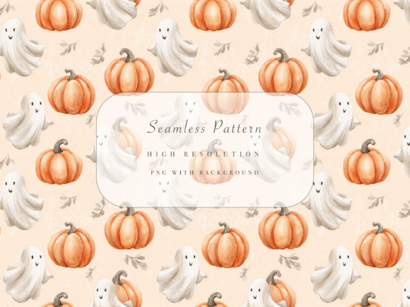 Download Pumpkin Ghost Seamless Pattern - Seamless pattern Collection