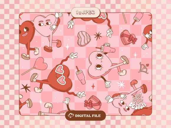 Download Groovy Retro Hearts Seamless Pattern - Seamless pattern Collection