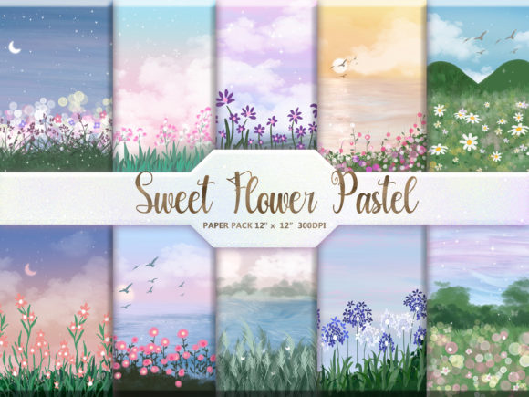 Download Sweet Flower Pastel Digital Paper Pack - Sweet Collection