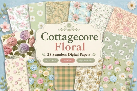 Download Cottagecore Floral Seamless Pattern - Seamless pattern Collection