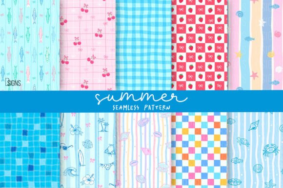 Download Summer Beach Seamless Pattern Bundle PNG - Seamless pattern Collection