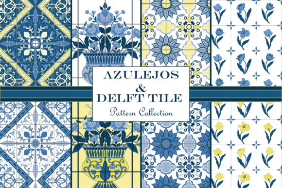 Download Delft Tile Seamless Patterns, Blue White - Seamless pattern Collection