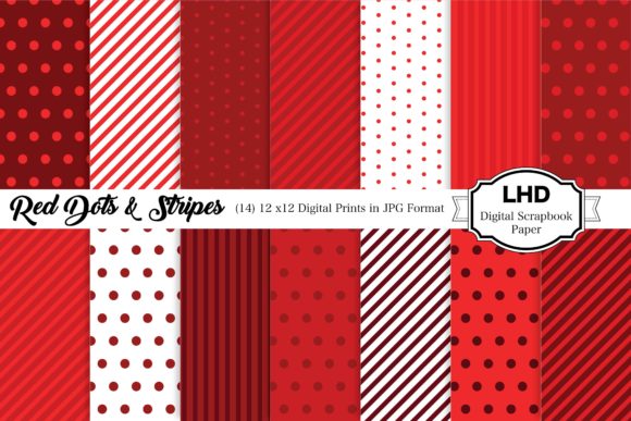 Download Red Digital Paper - Polka Dots &amp; Stripes - Dots Collection