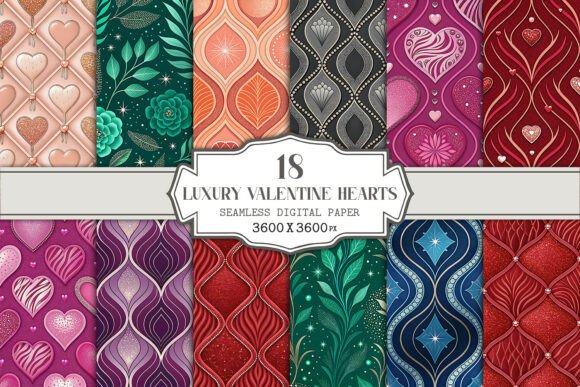 Download Luxury Valentine Hearts Seamless Pattern - Seamless pattern Collection