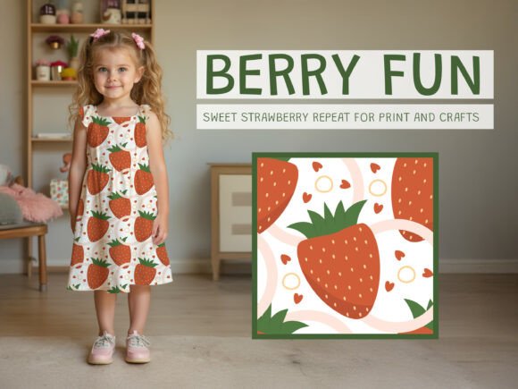 Download Cute Strawberry Hearts Seamless Pattern - Seamless pattern Collection