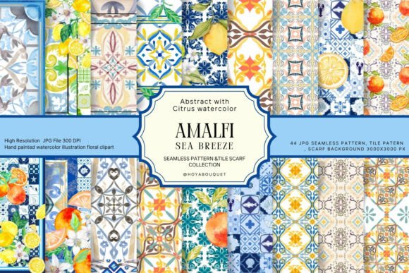 Download Amalfi Sea Breeze Seamless Pattern&amp;Tile - Seamless pattern Collection