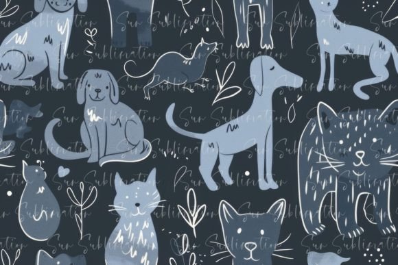 Download A Seamless Pattern with Pastel Blue Dog - Seamless pattern Collection