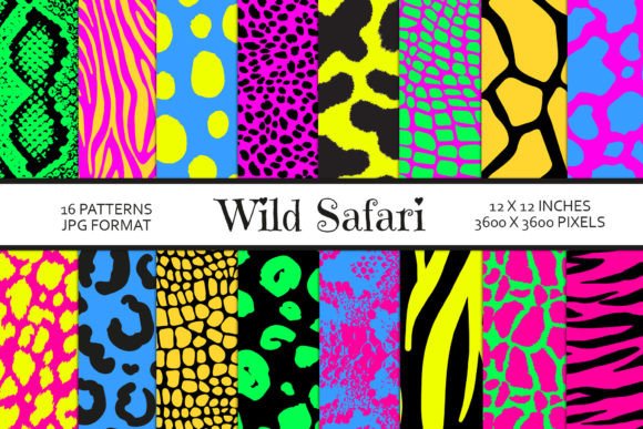 Download Neon Safari Animal Print Digital Paper - Premium Resources