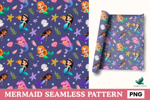 Download Mermaid Seamless Pattern - 03 - Seamless pattern Collection