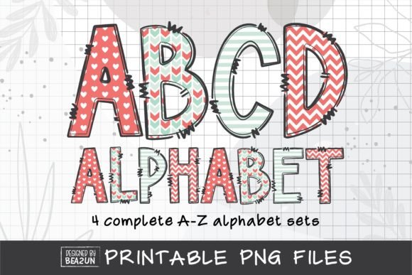 Download Coral, Mint Heart, Chevron, Dots Letters - Dots Collection