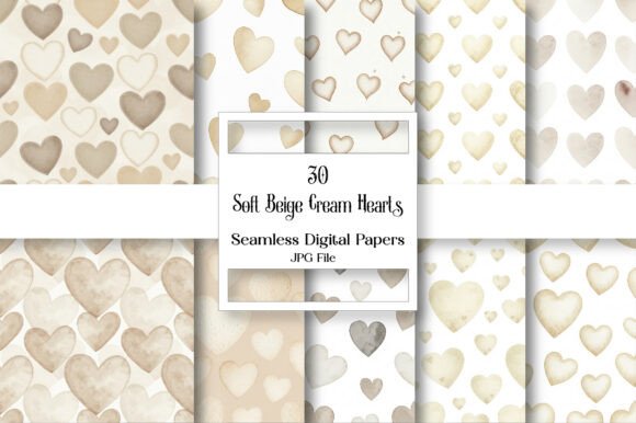 Download Soft Beige Cream Hearts Seamless Pattern - Seamless pattern Collection